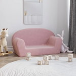 Canapea pentru copii cu 2 locuri vidaXL, roz, plus moale, 83 x 36 x 45 cm, 1.6 kg