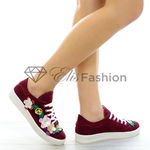 Pantofi Sport Burgundy Flowers #4271, 