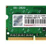 Memorie laptop Transcend SODIMM, 4GB, 1600MHz, DDR3L, CL11