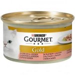 Hrana umeda pentru pisici Gourmet Gold, Somon si Pui, 85 g