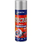 Vopsea spray rezistenta la temperaturi ridicate Bostik Super Color, argintiu, mat, interior/exterior, 400 ml, Bostik