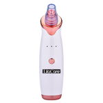 Aspirator facial Lila Care, ingrijire ten, indepartarea punctelor negre, minimizarea porilor, putere de aspirare mare, 3 nivele de rezistenta, 5 capete inlocuibile, portabil, alb/roz