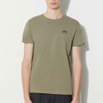 Alpha Industries tricou din bumbac Basic T Small Logo culoarea verde, uni 188505.11-green, Alpha Industries