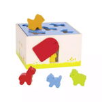 Cutie de lemn cu sortare forme animalute - Set educativ multicolor, Goki