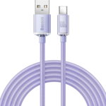 Cablu de Date USB la Type-C 100W, 2m, Baseus Crystal Shine (CAJY000505), Purple