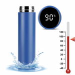 Sticla termos LED cu indicator de temperatura, inox, 500 ml, albastru, Pufo