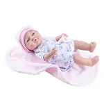 Papusa de joca din vinil bebelus cu paturica roz - Bebita, 45 cm, Paola Reina