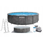 Piscina Intex 26744NP Prism Frame Premium Set, Grey Wood, 5,49x1,22m