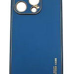 Husa compatibila cu iPhone 14 Pro Max, Piele ecologica, Full protection, Albastru inchis, OEM
