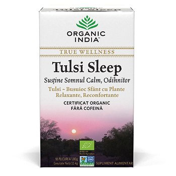 ORGANIC INDIA Ceai Tulsi Sleep cu Plante Relaxante, Reconfortante | Somn Calm, Odihnitor, plicuri, 
