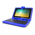Husa Tableta MRG 0404, 10 inch, tastatura Micro-USB, pliabil, Albastru
