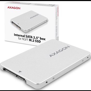 Adaptor 2.5 inch SATA la M.2 SATA SSD Axagon RSS-M2SD, Aluminiu, Compatibil SSD M.2 NGFF 2230/2242/2260/2280, Argintiu