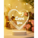 Lampa Decorativa 3D Inimioara - I Love You - 12 x 14.5 cm, Inovius