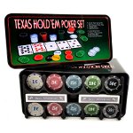 Set Poker Texas Hold'Em, 24 x 11.5 x 11 cm, 200 chips, 2 pachete de carti, buton small blind / big blind, General