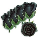Trandafir din sapun negru 5cm cu tija din plastic 5 set, Galeria Creativ