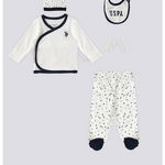 Set de bluza de bumbac - pantaloni cu botosei - bavetica - manusi si caciula - 5 piese, US Polo Assn