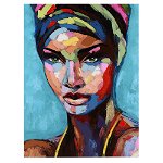 Tablou canvas portret femeie africana pictura multicolor 1012 - Material produs:: Poster pe hartie FARA RAMA, Dimensiunea:: a4-21x297-cm, 