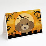 Caroline`s Treasures Halloween Ciocolata Brown Pudel Felicitări și plicuri Pack de 8 Multicolore 7 x 5, 