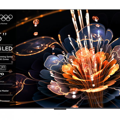 Televizor Mini LED Smart TCL 55C61KS, diagonala 139 cm, Ultra HD / 4K, clasa F, sistem operare Google TV, tehnologie HDR, Dolby Atmos, AirPlay 2, Chromecast, Game Mode, negru