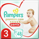Pampers Premium Care Pants Midi Size 3 scutece tip chiloțel 6-11kg 48 buc, Pampers