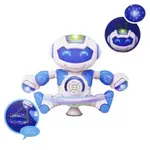 Robot Interactiv Rotire 360, Vorbeste, Merge si Danseaza, Lumini LED Sunete Melodii, Jucarie pentru Copii prescolari, Limba Engleza, Albastru(2328-56A)