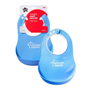 Baveta Tommee Tippee Essetials Comfy Neck, 6 luni +, Albastru, 1 buc