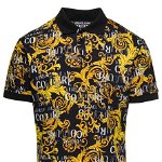 Versace Jeans Couture Multicolor Polo Shirt with All-Over Barocco Logo Print in Cotton Man Multicolor, Versace Jeans Couture