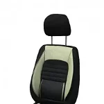 Set huse scaune auto universale, piele ecologica gri cu material textil negru, fata-spate