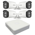 Sistem supraveghere video Hikvision 4 camere exterior ColorVu 5MP, lumina alba 40m, DVR 4 canale Hikvision, Hikvision