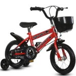 Bicicleta pentru copii cu roti ajutatoare si frane, 12 inch, Rosu, 