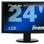 Monitor LED iiYama ProLite B2475HDS, 24 Inch Full HD, VGA, DVI, HDMI, Fara Picior