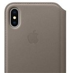 Husa Apple Leather Folio MQRY2ZM/A Brown-Taupe pt iPhone X