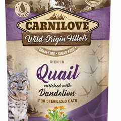 CARNILOVE Plic pentru pisici sterilizate, cu Prepeliţă şi păpădie 85g, Carnilove