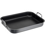 Tavă dreptunghiulară pentru cuptor cu două mânere Tefal Bw Resource 100% Reciclat J5705953, 27 x 37 cm, Strat anti-adeziv, Aluminiu reciclat, Culoare: Marmură / Gri, TEFAL