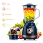 Blender Electric 2 in 1 RAF   , 500 W, capacitate recipient 1.5L, 2 trepte viteza, Albastru