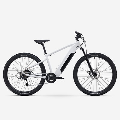 Bicicletă MTB electrică drumeție semi-rigidă 29" cadru aluminiu E-EXPL 100 Alb, ROCKRIDER