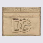 Dolce & Gabbana DOLCE & GABBANA GOLD METAL LEATHER DG LOGO CARD HOLDER GOLDEN, Dolce & Gabbana