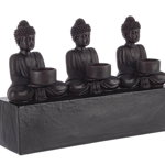 Suport 3 lumanari polirasina neagra buddha 40.1 cm x 10.8 cm x 25.4 h