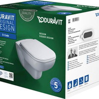 Set Vas WC suspendat cu capac soft close Duravit D-Code Rimless 36x55 cm evacuare orizontala