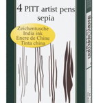 PITT ARTIST PEN SET 4 BUC SEPIA FABER-CASTELL, Faber Castell
