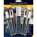 Set 5 markere creta Securit Liquid Small, Medium, Large, alb