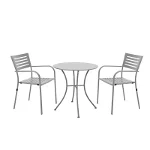 Set masa rotunda, cu 2 scaune, pentru gradina, din metal, Inovius