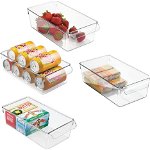 Set de 4 organizatoare pentru frigider mDesign, plastic, transparent, 15,2 x 29,2 x 8,9 cm