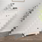 Servanta vidaXL, alb, 40x35x80 cm, lemn masiv de pin
