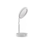 Lampa circulara SIKS® rotunda de machiaj, cu oglinda si suport telefon/accesorii, portabil, 64 leduri, alb, SIKS