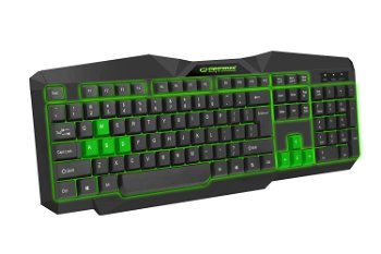 Tastatura gaming cu fir Esperanza Tirions, USB, iluminare led, 10mA, 5V/0,25V, 45 x 17,5 x 26 cm, negru/verde, Esperanza