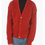 GCDS Braided Cable-Knit Cardigan With Embroidered Logo Red, GCDS