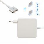Incarcator adaptor 85W pentru Macbook in forma T cablu alimentare magnetic si mufa MagSafe 2 1.8 m + 2 protectii de cablu cadou alb, krasscom