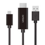 ONTEN Cablu USB C - HDMI, adaptor USB Type-C 3.1 la HDMI 4K@30Hz, cu cablu de incarcare USB, compatibil cu MacBook, iMac, Samsung, HP, ASUS, Huawei, audio/ video, negru, ONTEN