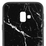 Protectie Spate Just Must Glass Print Black Marble JMGPJ6PBKM pentru Samsung Galaxy J6 Plus (Negru/Alb)